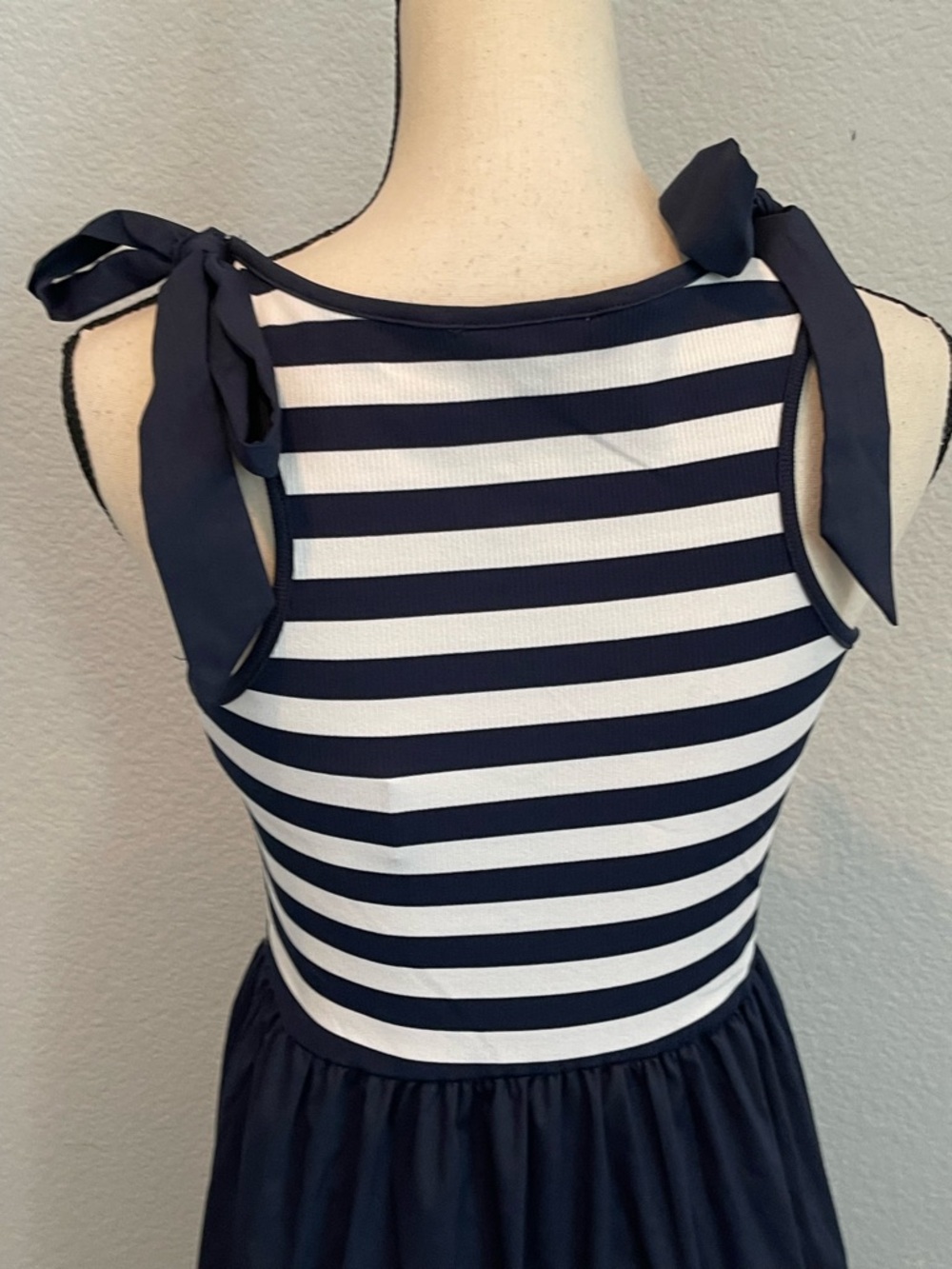 Striped Top Navy Tie-Shoulder Maxi Dress - Picture 4 of 7